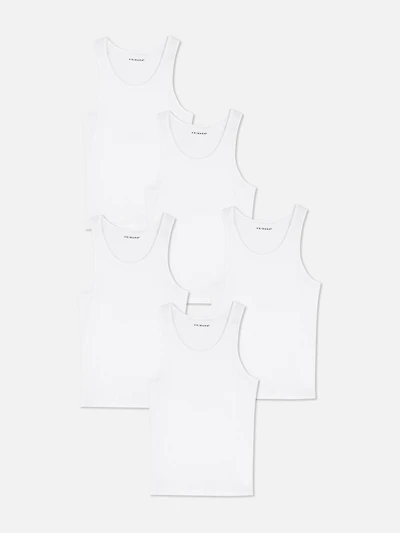Men's White 5-Pack Essential Tanks
