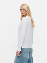 Fitted Cotton Crewneck Tee