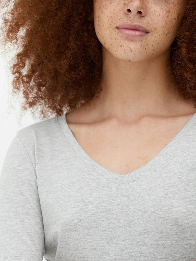 V-Neck Long Sleeve Top