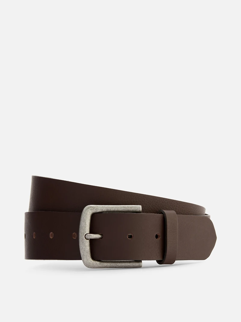Square Buckle Leather Belt