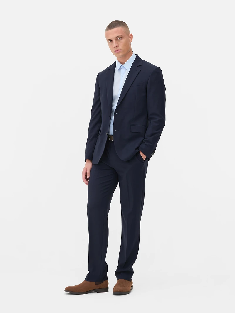 Men's Navy Single-Breasted Suit Jacket