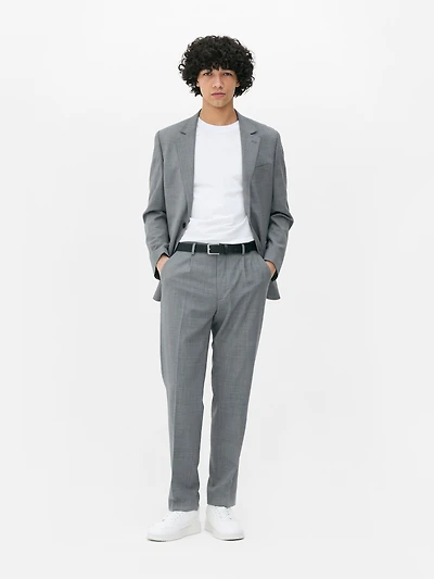Men's Gray Tailored Suit Pants