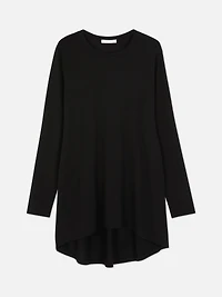 Long Sleeve Long Curved Hem Top