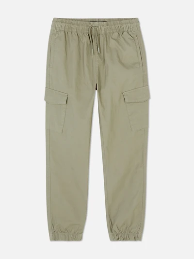 Boys Olive Cotton Rich Cargo Pants