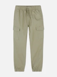 Boys Olive Cotton Rich Cargo Pants