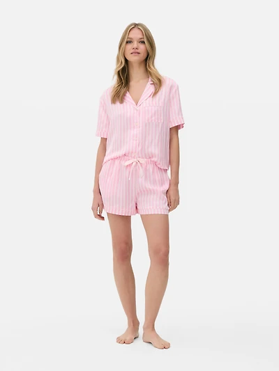 Striped Satin Boyfriend Short Pajamas