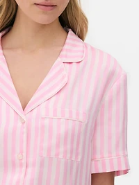 Striped Satin Boyfriend Short Pajamas
