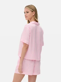 Striped Satin Boyfriend Short Pajamas