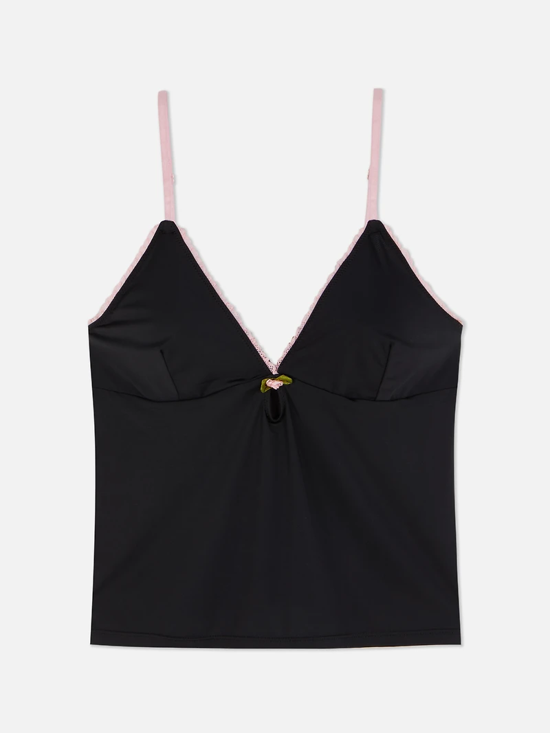 Lace Trim Pajama Cami Top