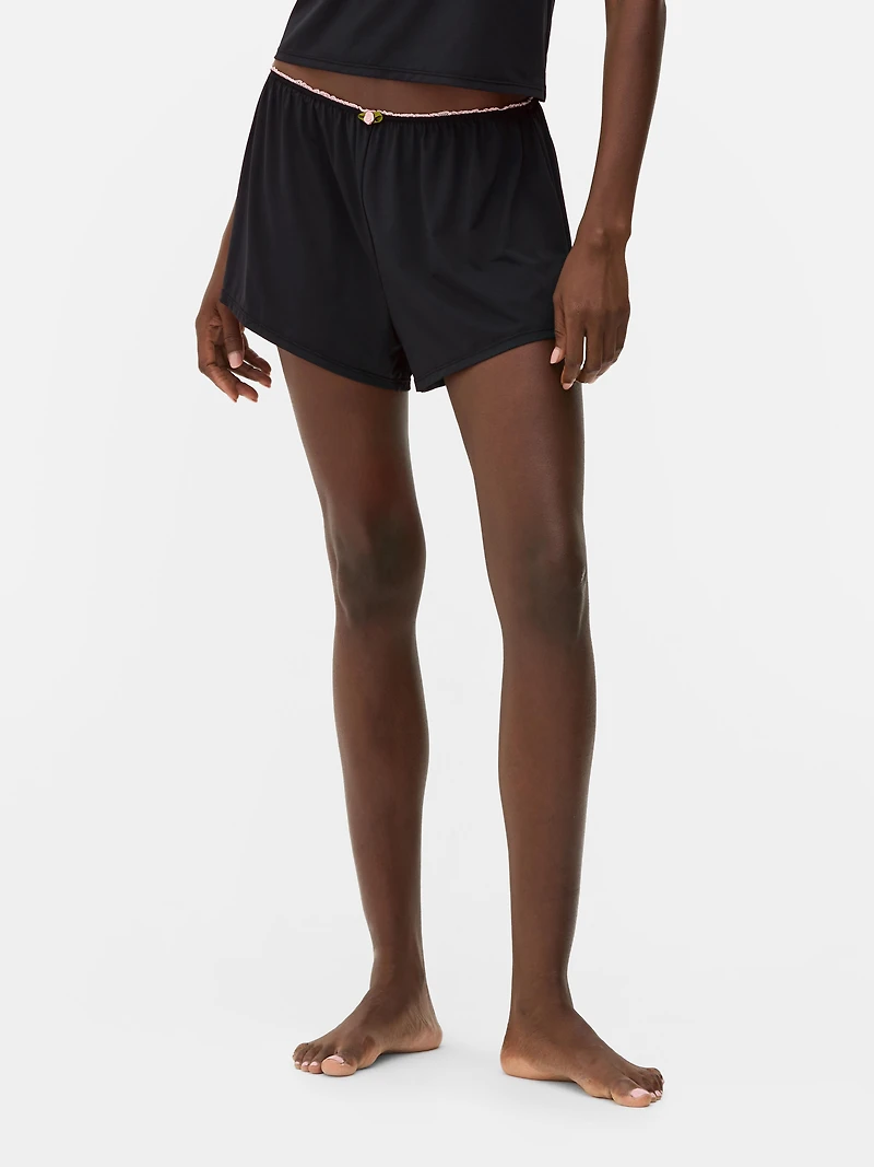 Lace Trim Pajama Shorts