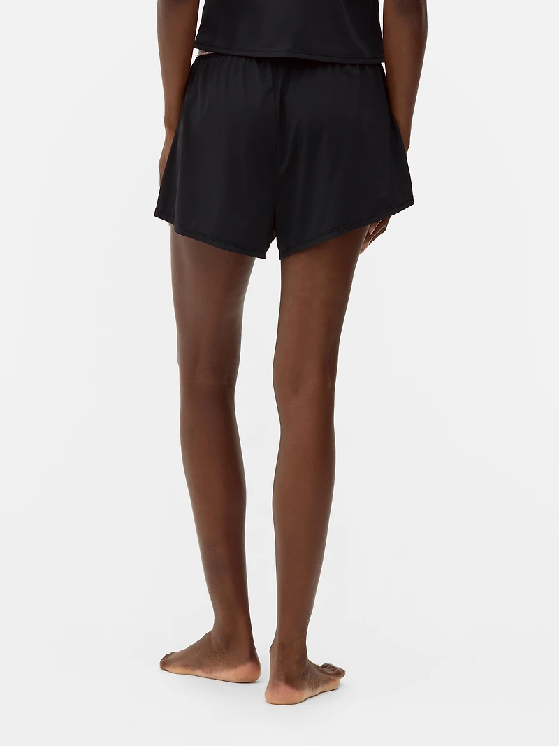 Lace Trim Pajama Shorts