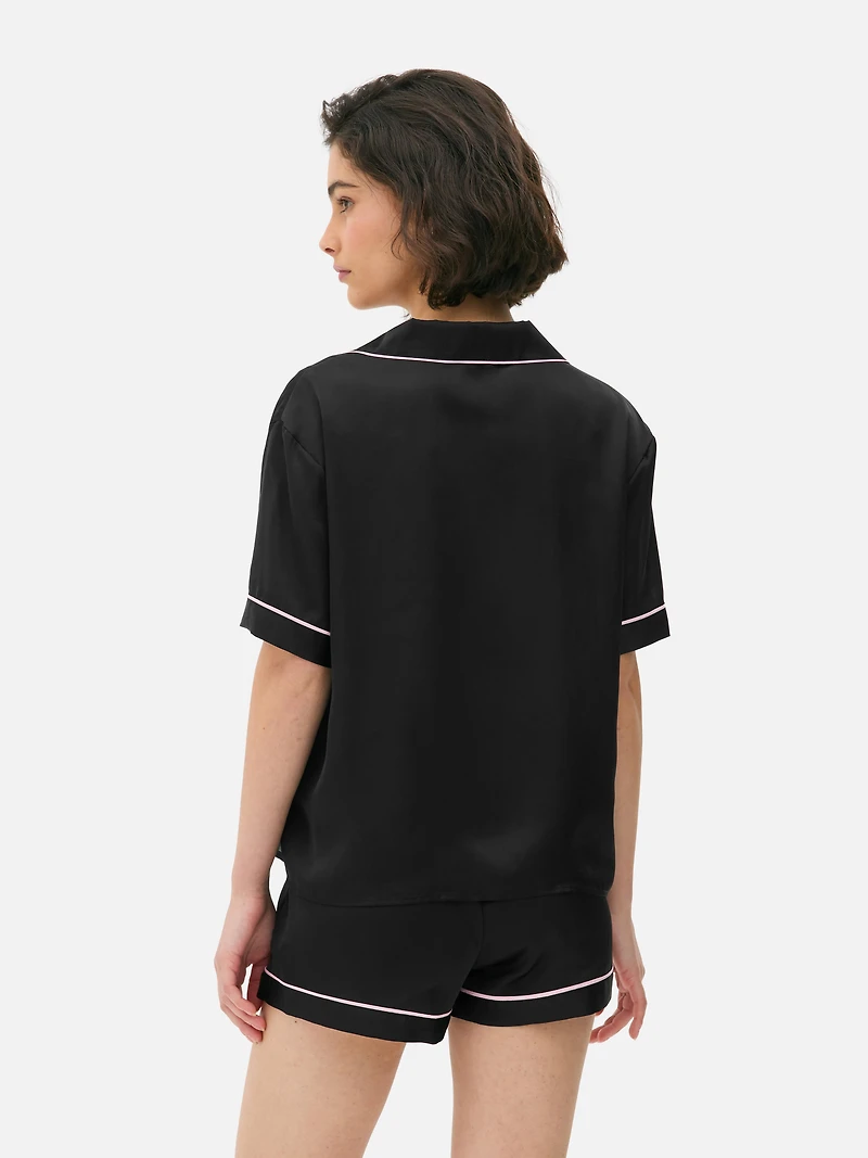 Satin Boyfriend Short Pajama Set