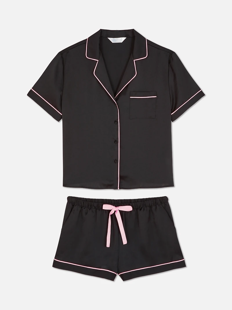 Satin Boyfriend Short Pajama Set