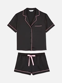 Satin Boyfriend Short Pajama Set