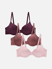 3pk Demi Cup T-Shirt Bras