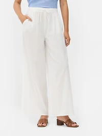Women's White Drawstring Beach Pants