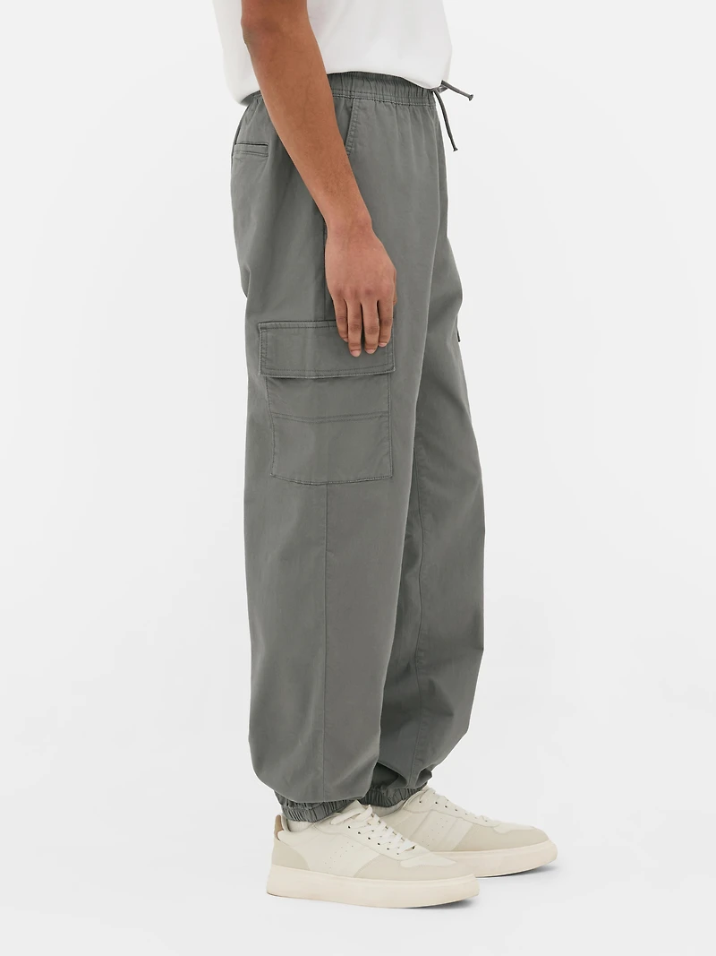 Men's Gray Cuffed Cargo Pants