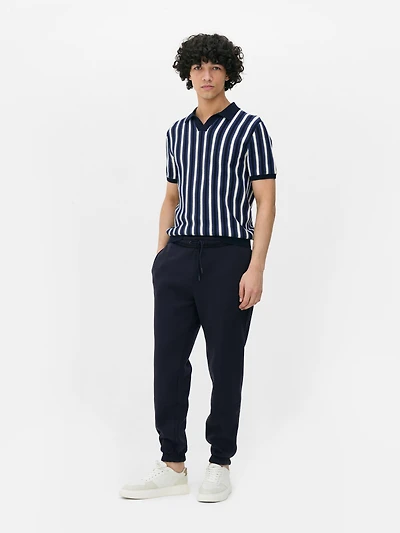 Men's Navy Drawstring Cuffed Joggers