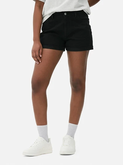 Cuffed Denim Shorts