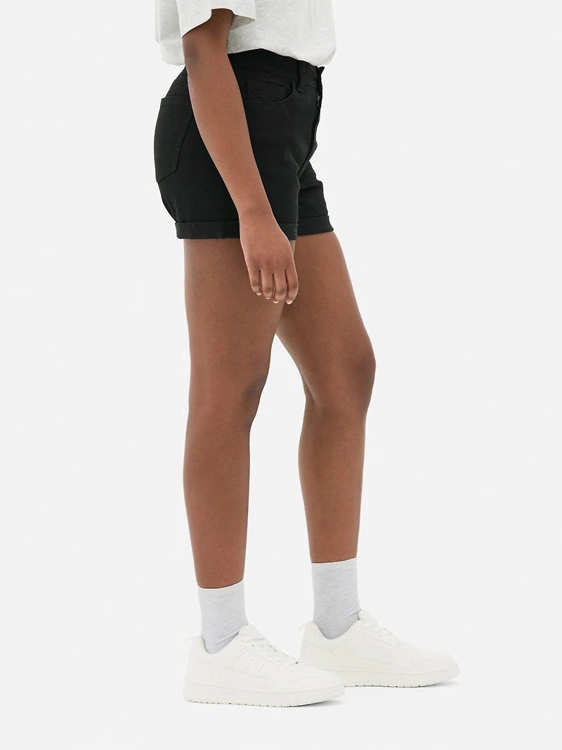 Cuffed Denim Shorts
