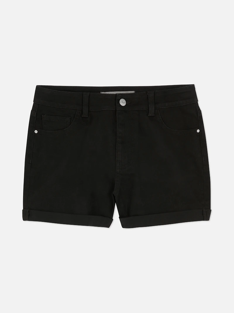 Cuffed Denim Shorts