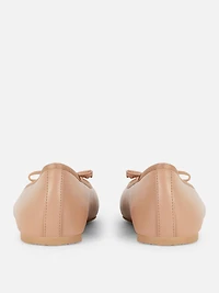 Women's Tan Bow Ballerina Flats