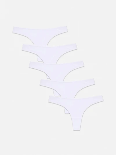 Women's White 5-Pack Essential Thongs
