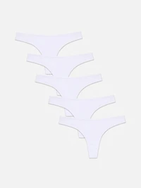 Women's White 5-Pack Essential Thongs