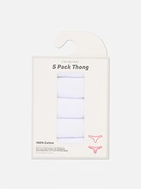 Women's White 5-Pack Essential Thongs