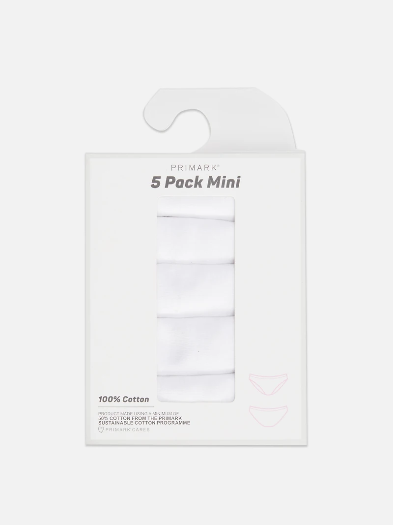 Women's White 5-Pack Essential Mini Briefs