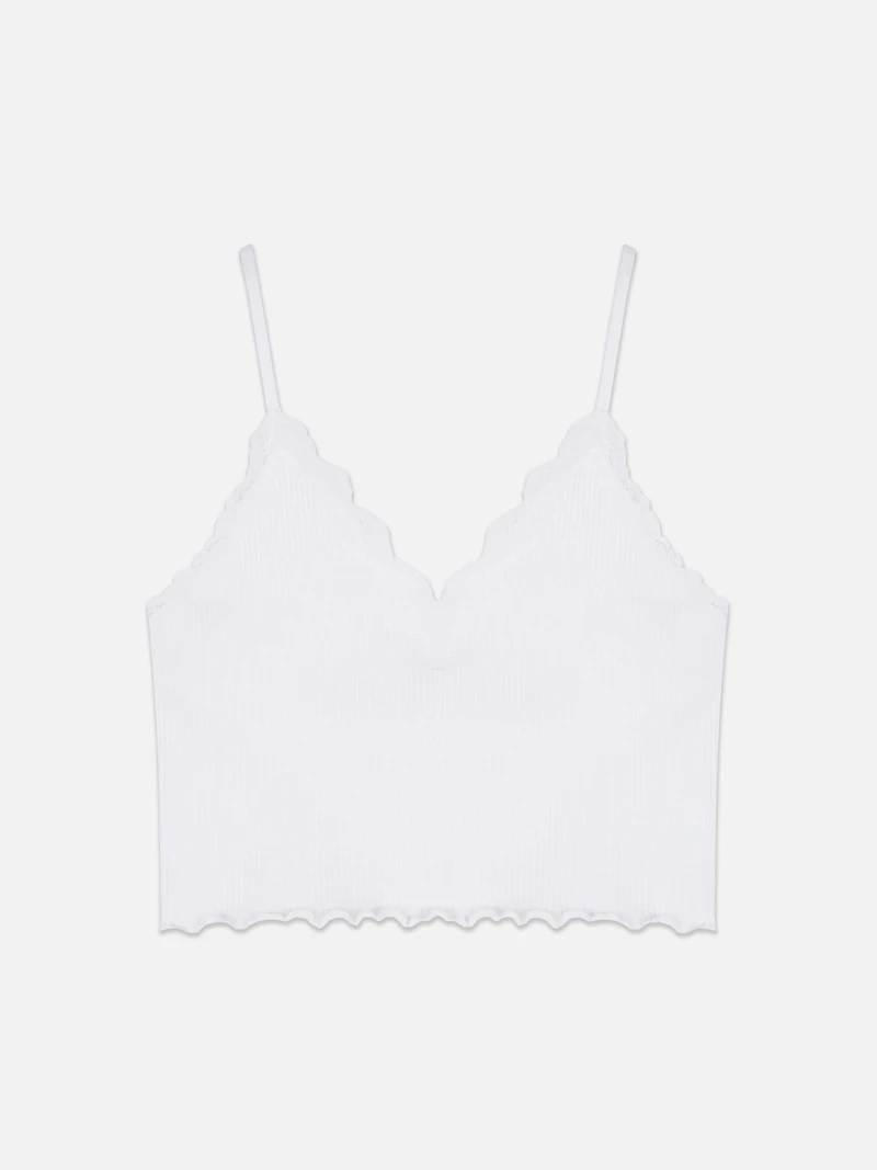 Ribbed Lace Trim Cami