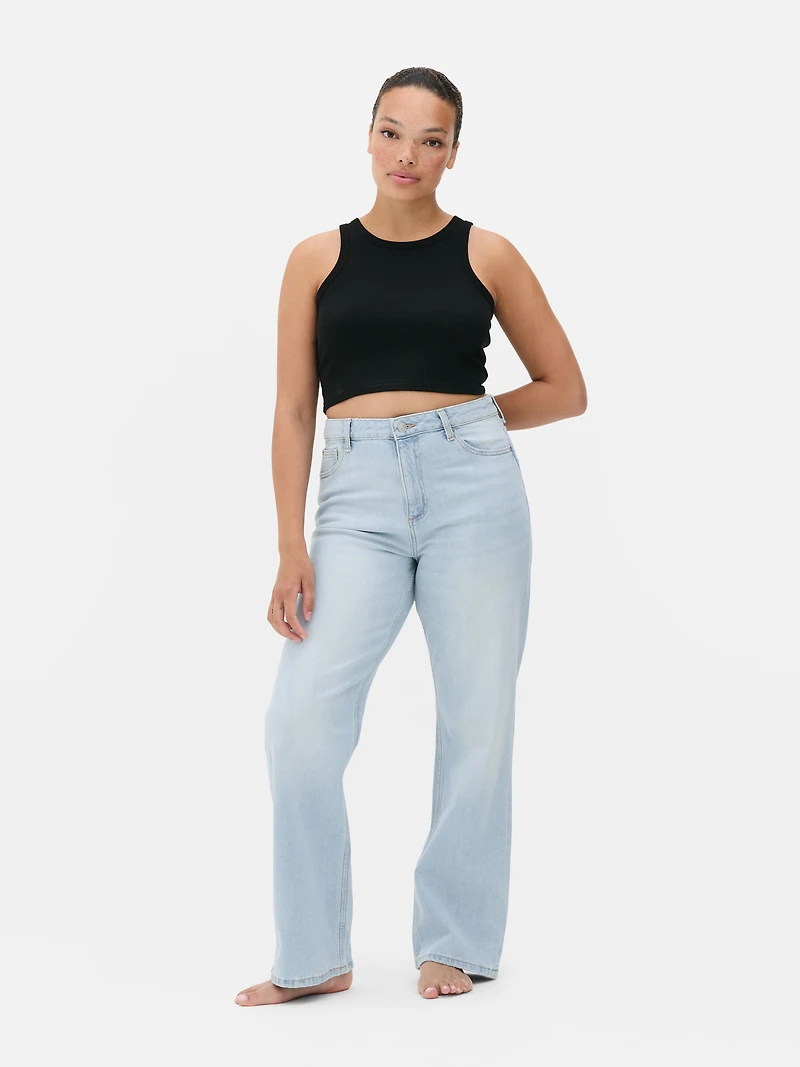 High-Waisted Straight-Leg Jeans