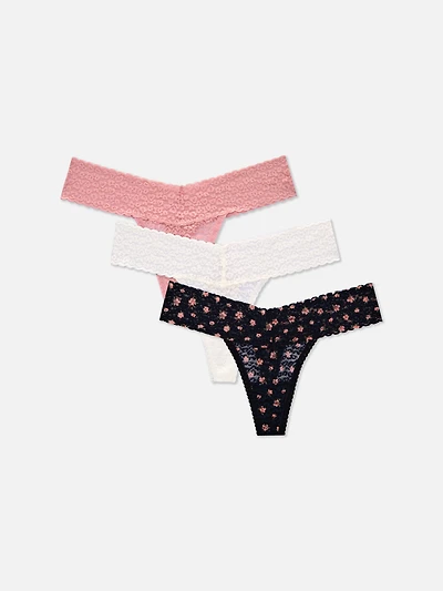 3-Pack Lace Bandeau Thongs