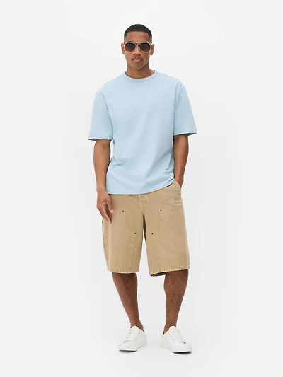 Bound-Neck Relaxed-Fit Cotton T-Shirt