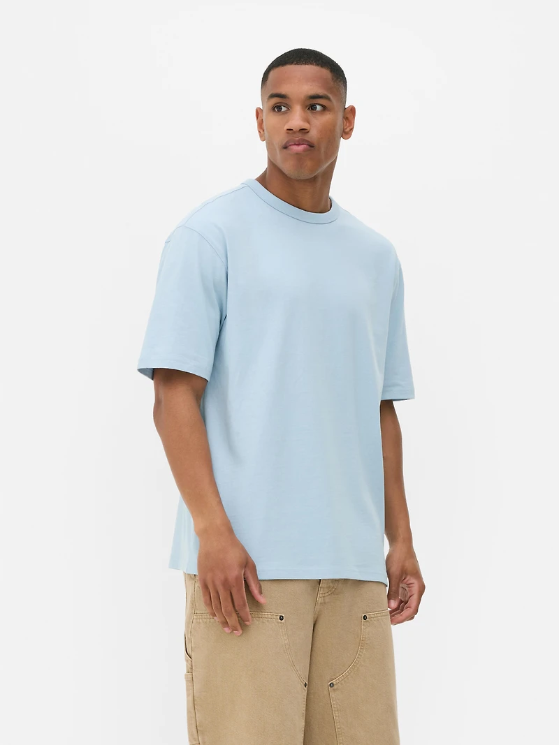 Bound-Neck Relaxed-Fit Cotton T-Shirt