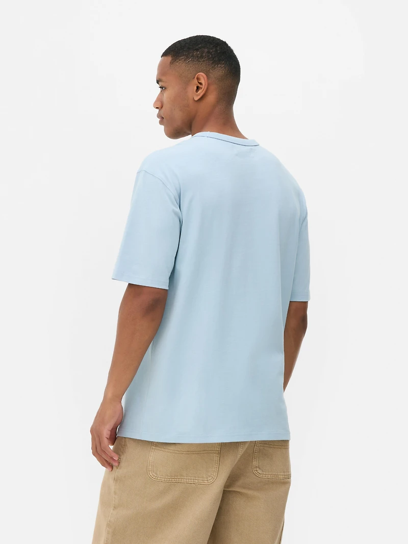 Bound-Neck Relaxed-Fit Cotton T-Shirt