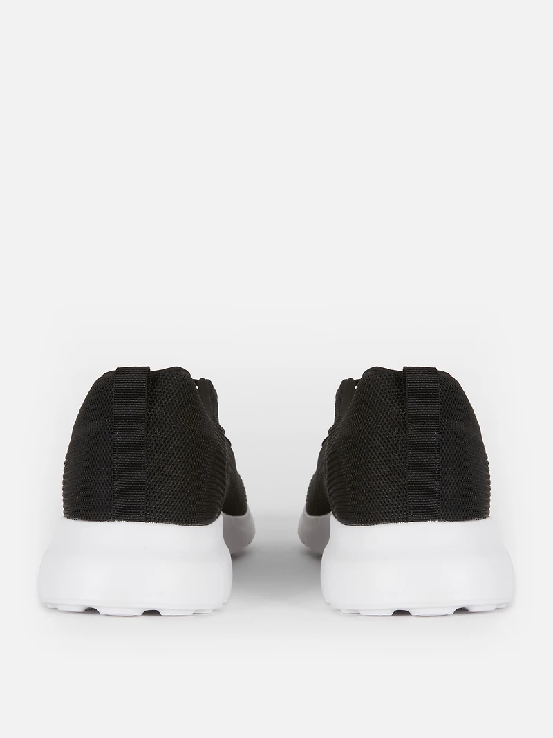 Men's Black Lace-Up Sports Sneakers