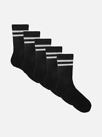 Men's Black 5pk Stripe Crew Socks