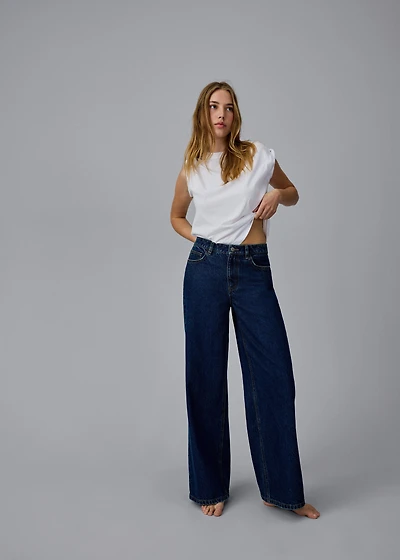 Women's Indigo Mid-Rise Wide-Leg Jeans