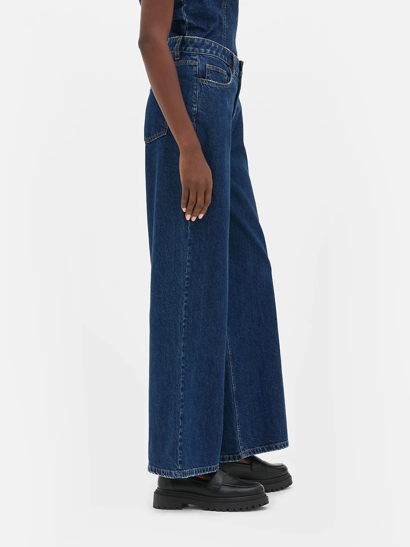 Women's Indigo Mid-Rise Wide-Leg Jeans