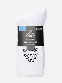 Men's White 3-Pack Kappa x Primark Sports Socks