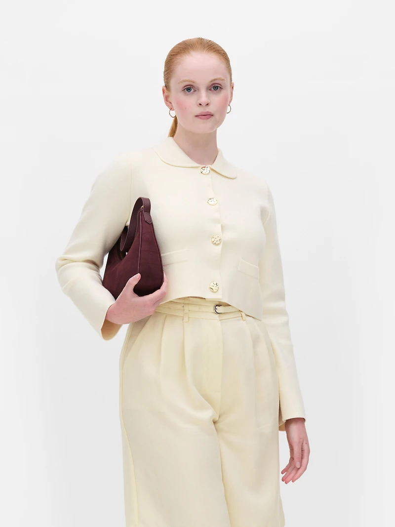 Cropped Collar Cardigan