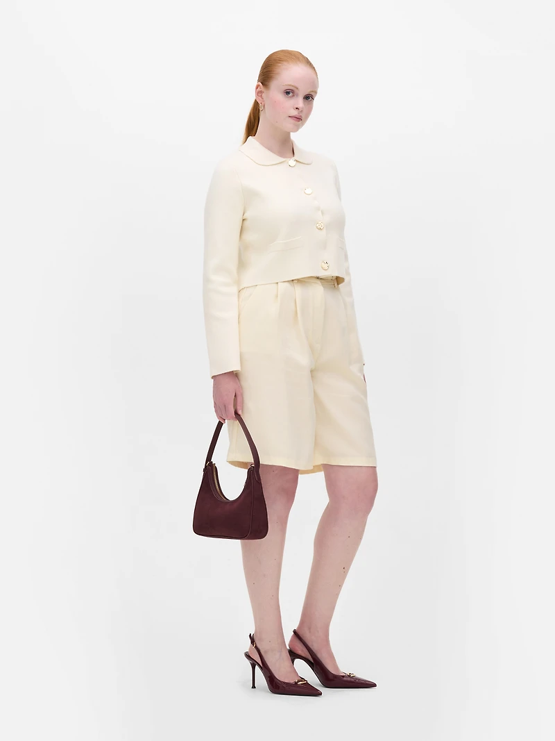 Cropped Collar Cardigan