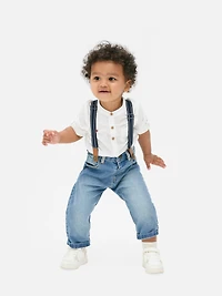 Shirt and Denim Jeans with Braces Set