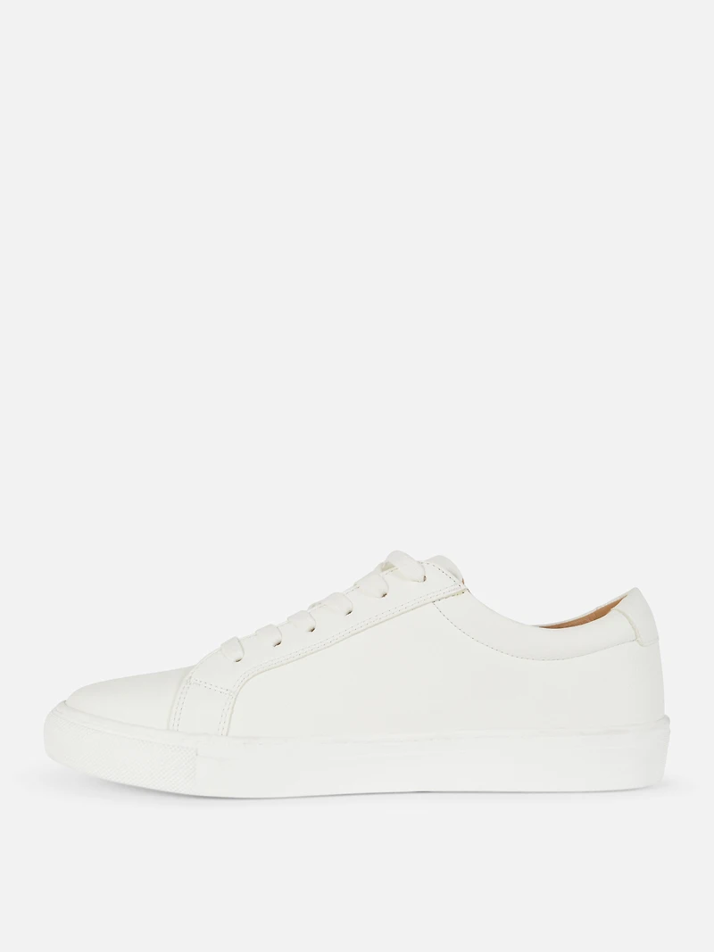 Men's White Lace-Up Low Tops