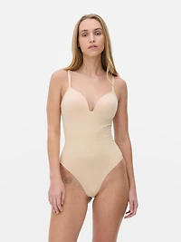 Women's Taupe Cupped Thong Bodysuit