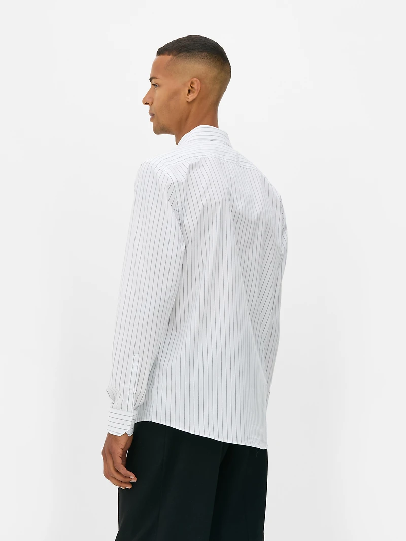 Men's White Striped Long Sleeve Shirt