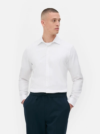 Men's White Textured Regular Fit Shirt