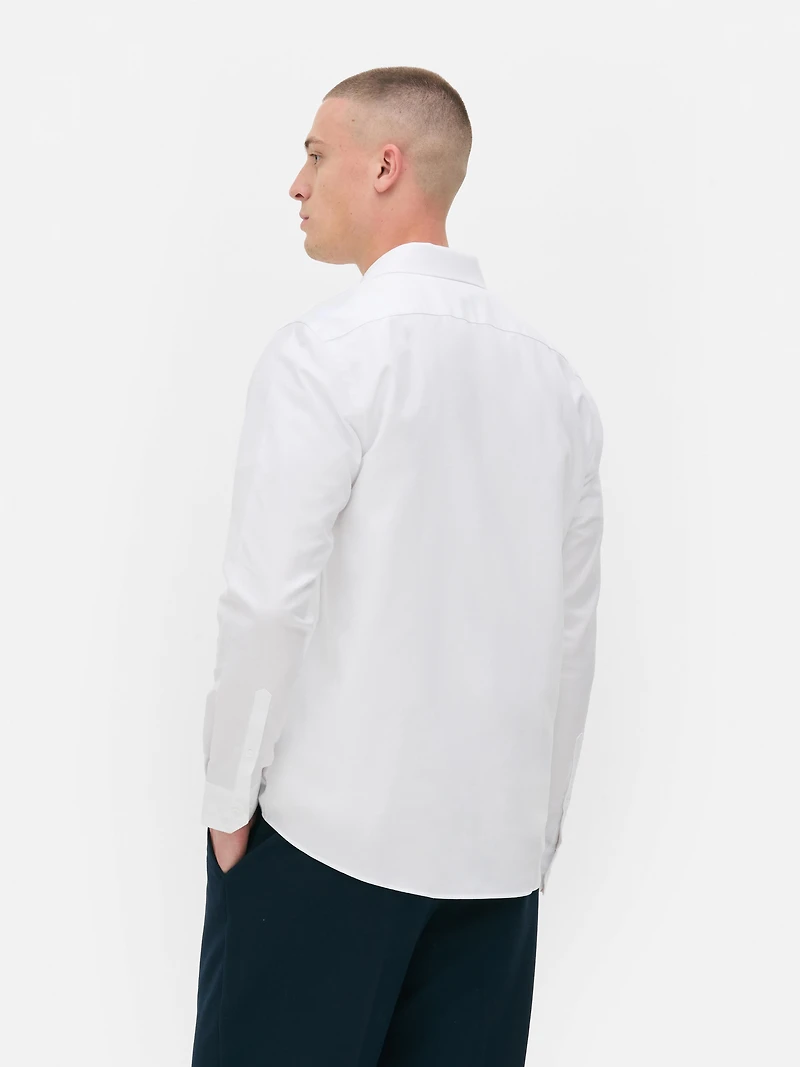 Men's White Textured Regular Fit Shirt