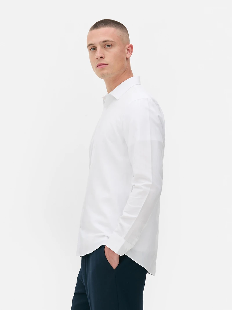 Men's White Textured Regular Fit Shirt